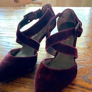 Women’s size 6.5 deep red wine velvet pumps